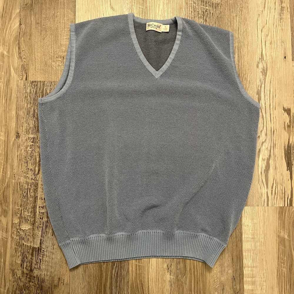 Vintage St. Croix Knits Vest Blue Size XL USA Made